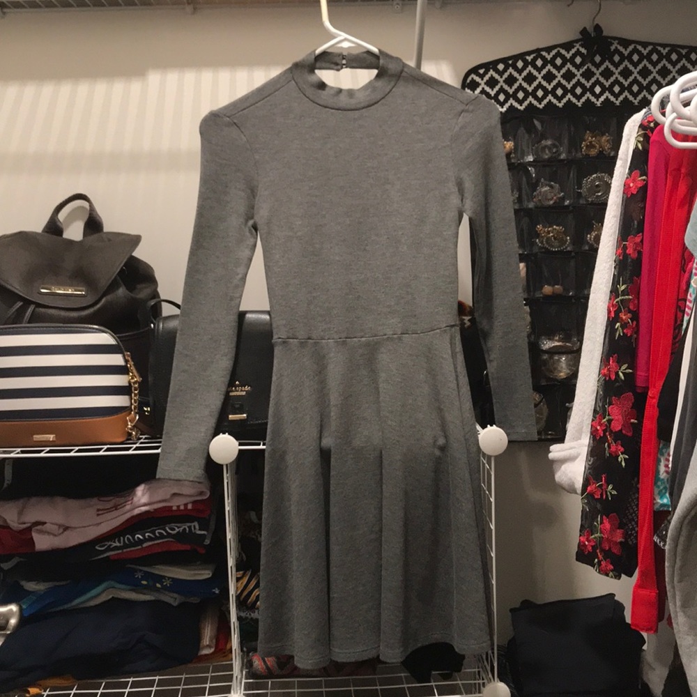 Gray fit and flare dress